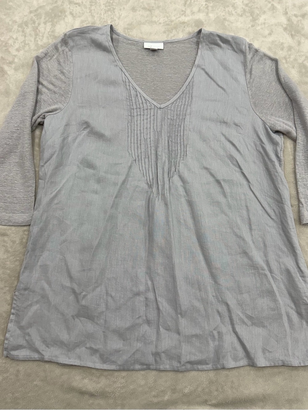 J.Jill Love Linen Gray 100% Linen Pintuck Tunic Top M